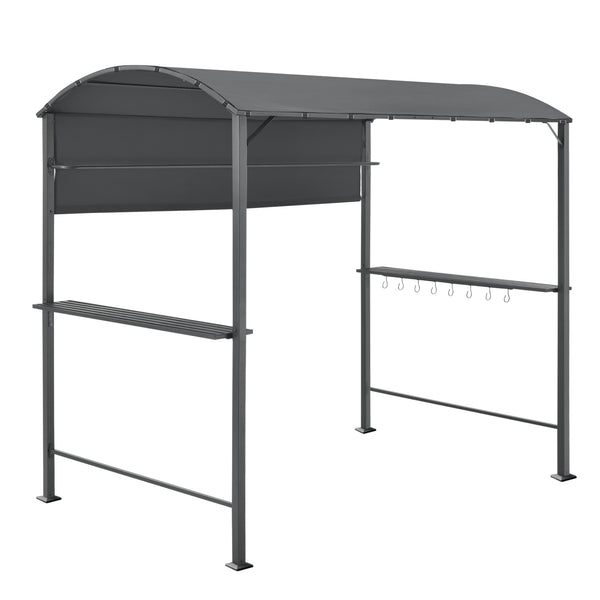 Gazebo per Barbecue Pyrgos con 2 Ripiani 215 x 220 x 140 cm - Grigio Scuro [en.casa]