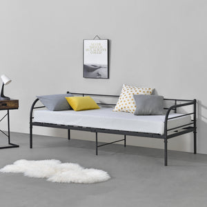 Letto in metallo Falun 90x200 cm fino a 150 kg Nero en.casa