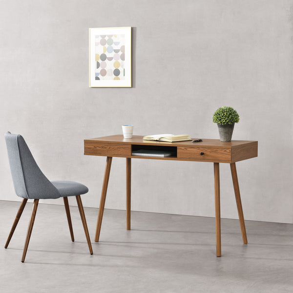 Scrivania Habo Tavolo con Cassetto e Scomparto Semichiuso 74x115x48 cm Color Legno Scuro [en.casa]