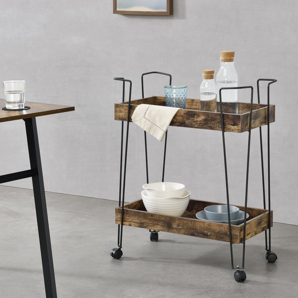 Carrello da servizio Vaxholm 78x62x32cm Tonalità legno scuro en.casa