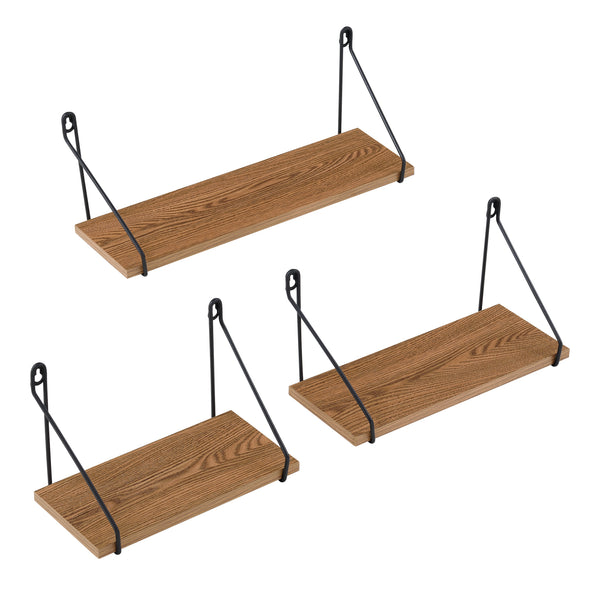 Mensola da parete Randers 3 pz. varie dimensioni Tinta legno scuro en.casa