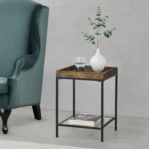 Tavolino laterale Mariefred 55x40x40cm con ripiano Tonalità legno scuro [en.casa]