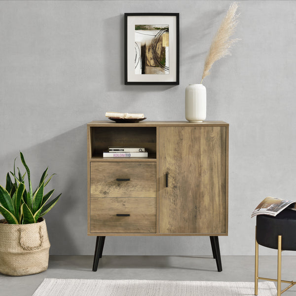 Sideboard Tingsryd 78x38x82cm Nero/Quercia [en.casa]