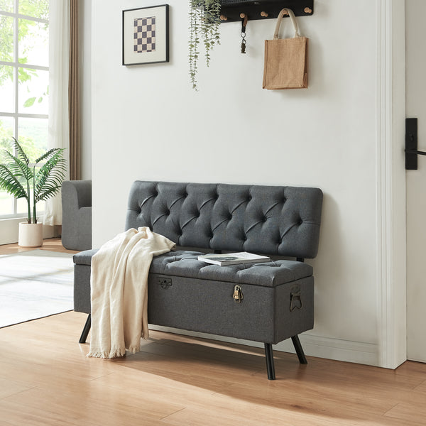 Cassapanca Malmöhus Imbottita Trapuntata - Grigio scuro [en.casa]