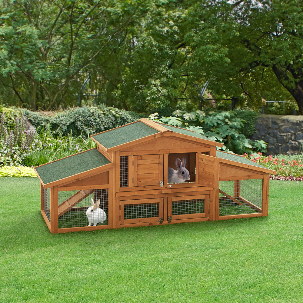 Kaninchenstall Schmitten 72x180x62cm Tannenholz [en.casa] - premiumXL