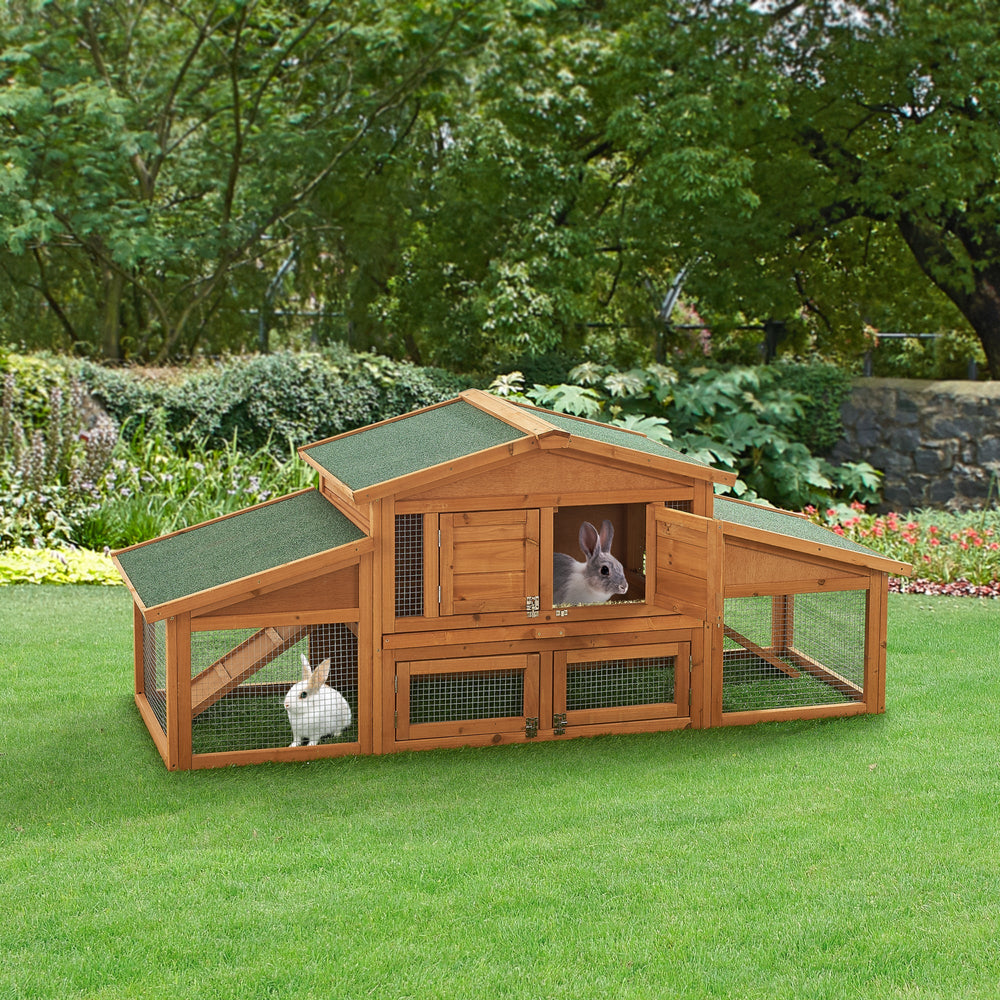 Kaninchenstall Schmitten 72x180x62cm Tannenholz [en.casa] - premiumXL