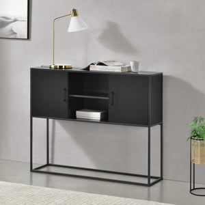 Sideboard Motala con ripiano e ante armadio Nero [en.casa]