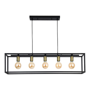Lampada a sospensione Rouen 5 x E27 Nero / Colore ottone lux.pro