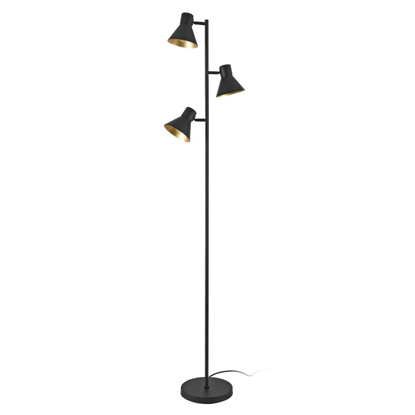 Lampada da terra Pinntorp 3 fiamme E27 Metallo Nero-Oro [lux.pro]