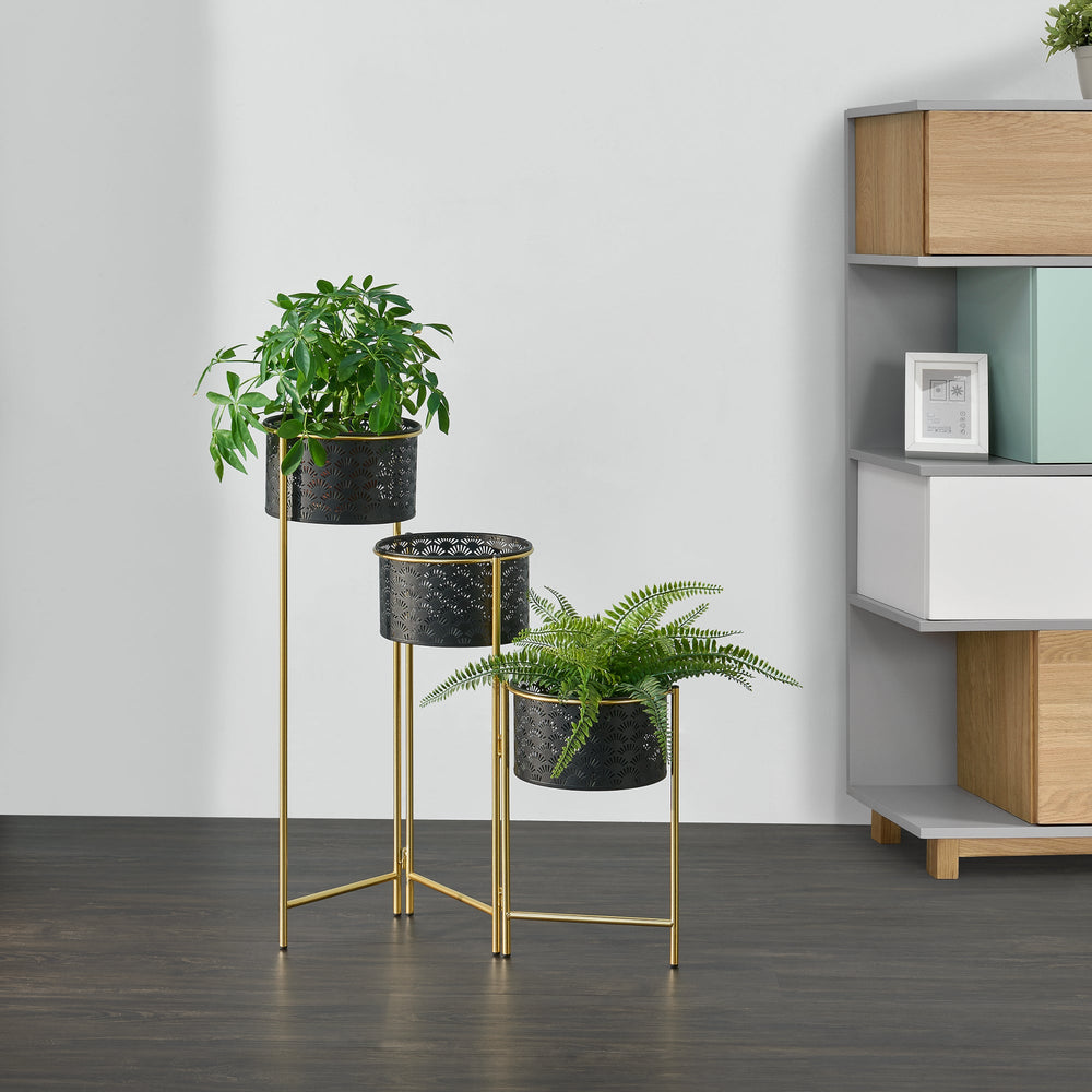 Portafiori Kieldrecht 3 pz. ottone nero [en.casa] - premiumXL