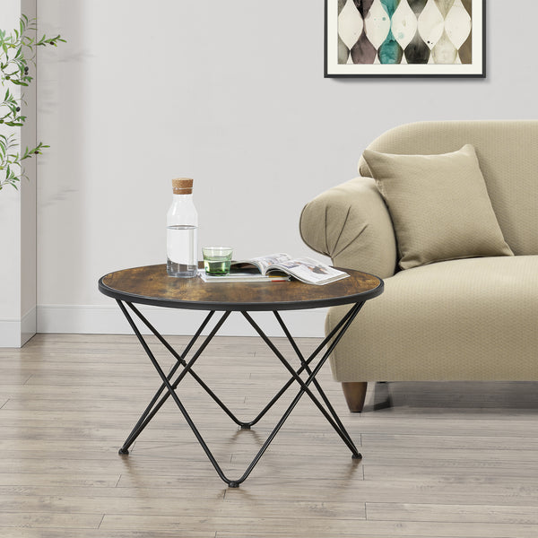 Tavolino da salotto Goskamark 80x50 cm Struttura in acciaio Tinta legno scuro [en.casa]