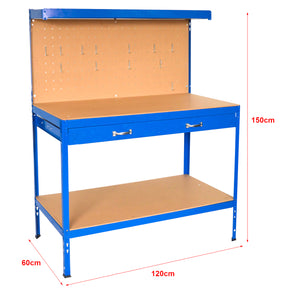 Banco da lavoro Berching struttura in acciaio 120x60x150cm Blu [in.tec]