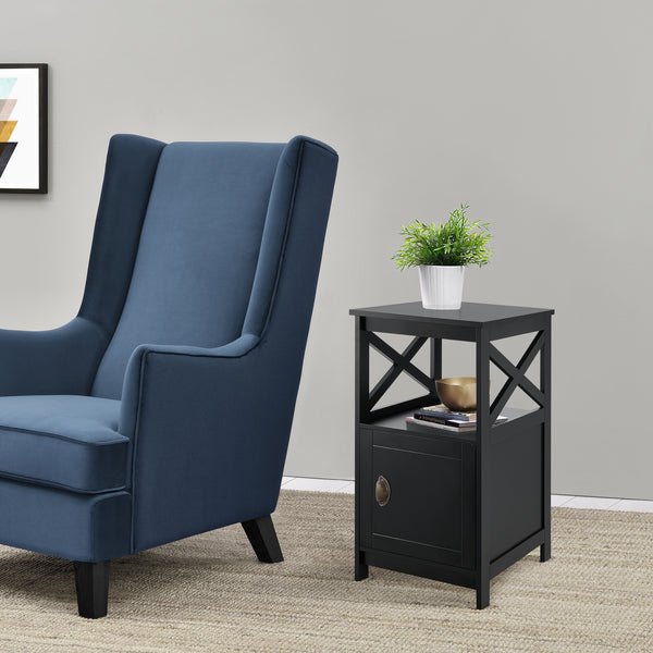 Tavolino 'Utajärvi' da Divano (AxLxP) 74 x 40 x 40 cm Comodino con Anta - Nero [en.casa]