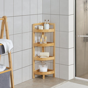 Mensola da bagno in bambù Lestijärvi Angolare con 4 ripiani 80x23x23cm [en.casa]