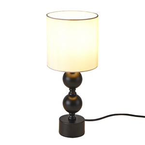 Lampada da Tavolo 'Wrexham' Base in Metallo Nero, Paralume / Abat-jour in Tessuto Bianco [lux.pro] 