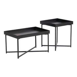 Set di tovagliette Heinola Tavolini da caffè set da 2 acciaio nero [en.casa]