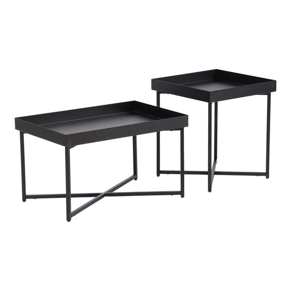 Set di tovagliette Heinola Tavolini da caffè set da 2 acciaio nero [en.casa]