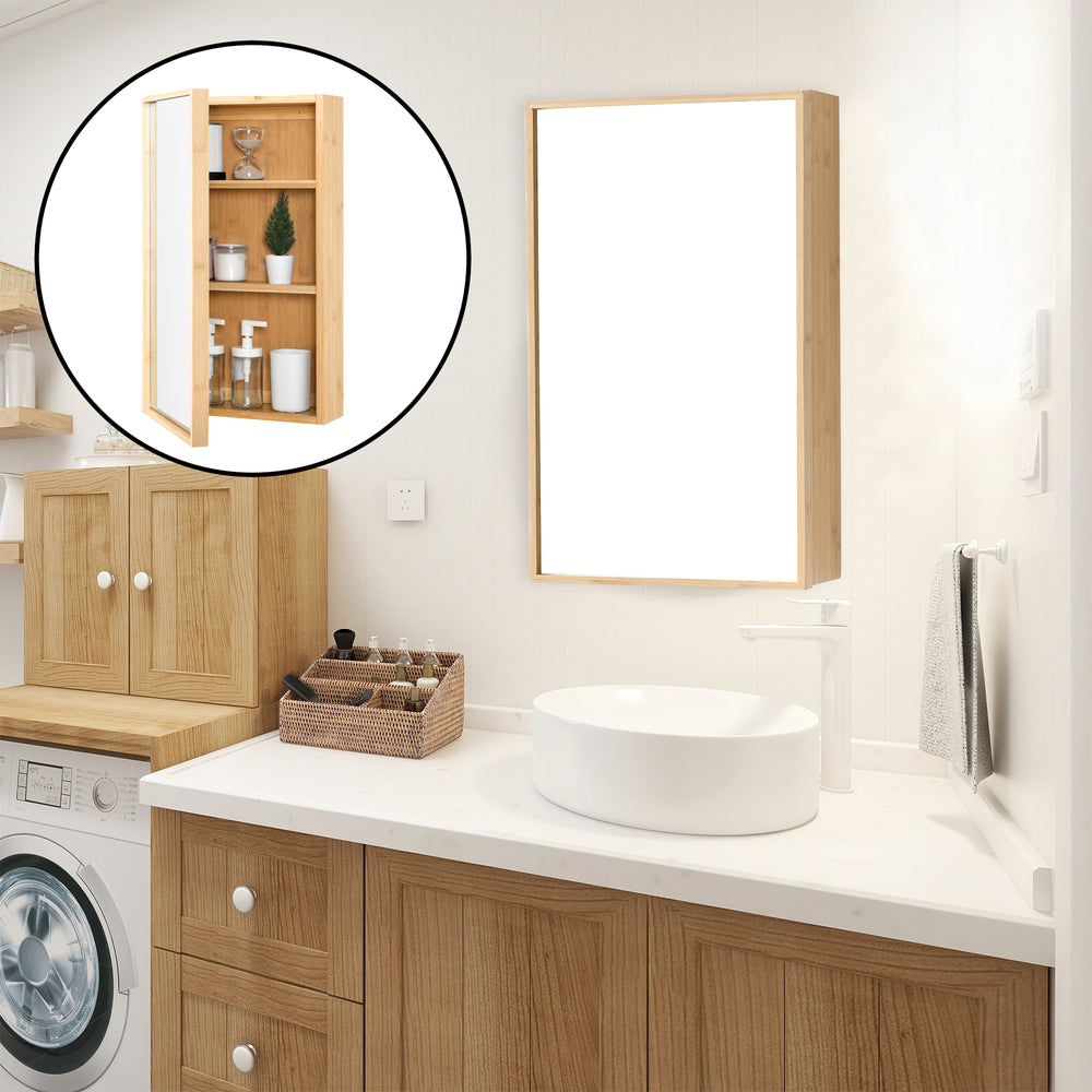 Specchiera Ikorfat 60,5 x 35 x 14 cm Bambù Naturale [en.casa]