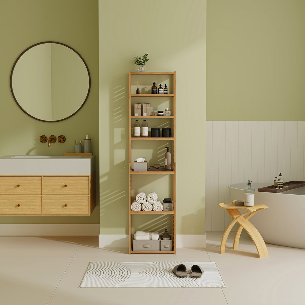 Scaffale Forssa 165 x 42 x 28 cm bambù naturale [en.casa] - premiumXL