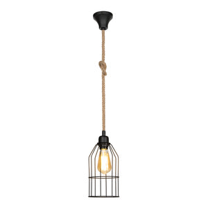 Lampada a Sospensione 'Ashford' a Corda Iuta con Nodo e Paralume a Gabbia [lux.pro]