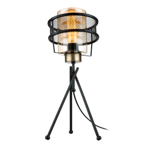 Lampada da tavolo Burton E27 Metallo Vetro Nero [lux.pro]