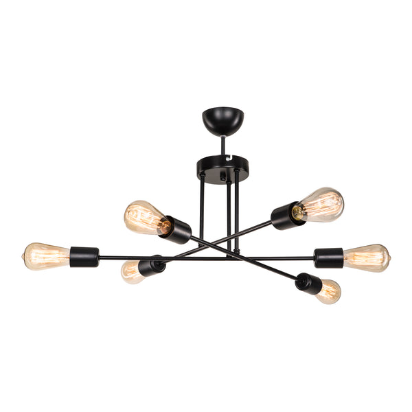 Plafoniera Derry 6xE27 Metallo Nero [lux.pro]