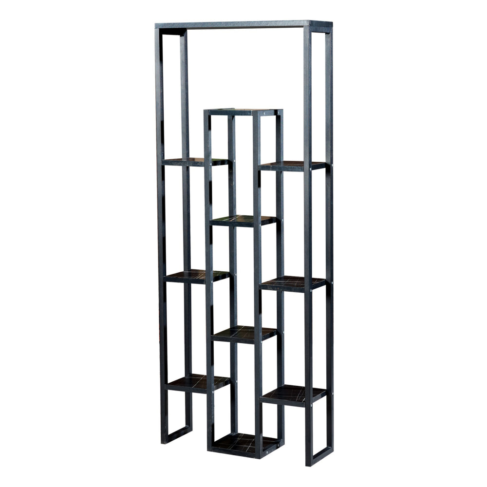 Scaffale per piante Blaavandshuk 150 x 60 x 19 cm Nero / Effetto marmo [en.casa] - premiumXL