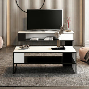 Tavolino da salotto Ejby 42x120x60 cm Bianco / Nero [en.casa]