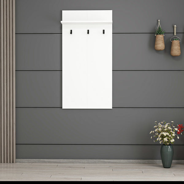 Pannello appendiabiti Farsø con ripiano e 3 ganci Bianco [en.casa]