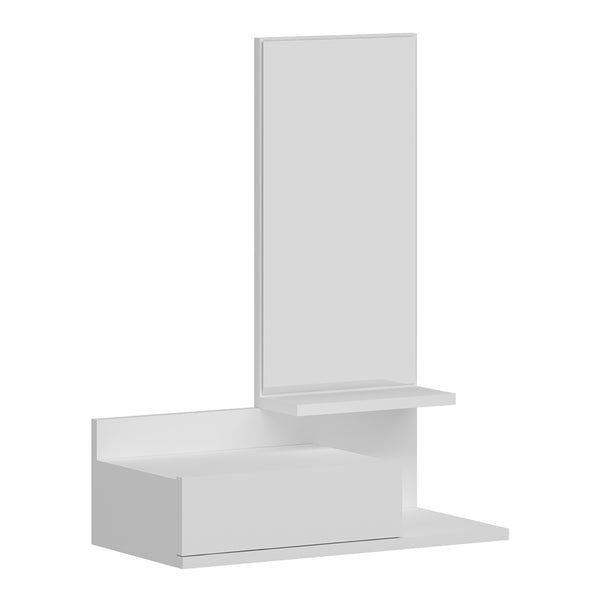 Mensola da parete con specchio e cassetto Gundsø Bianco [en.casa]