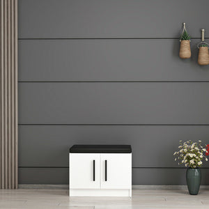 Panca porta scarpe Fjends con 2 ante e 3 ripiani Bianco [en.casa]