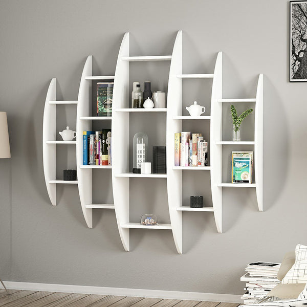 Mensola da parete Dianalund 147x146x29 cm Bianco [en.casa]