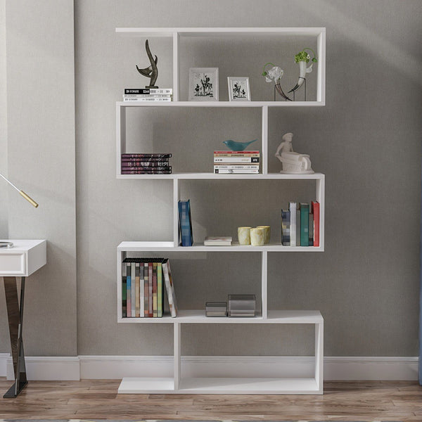 Libreria Hillerød con 5 scomparti Bianco [en.casa]
