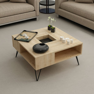 Tavolino Gråsten con scomparti Saphir Quercia / Nero [en.casa]