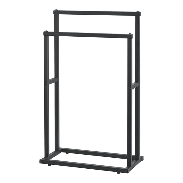 Portasciugamani con 2 barre 78 x 48 x 24 cm Nero [en.casa]