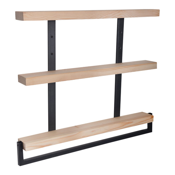Mensola da parete Nykøbing con 3 ripiani Naturale/Nero [en.casa]