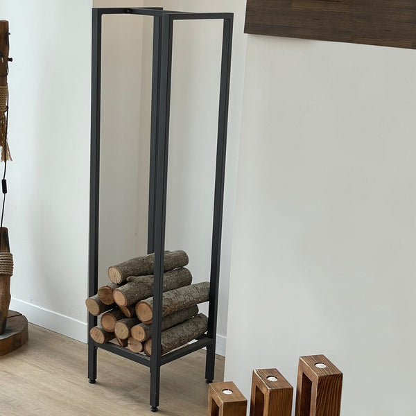 Scaffale per legna da camino Taarbæk 140x35x35cm Nero [en.casa]