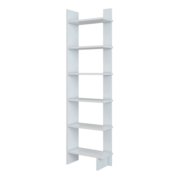 Libreria 'Midtdjurs' Scaffale da Terra Mobile Espositore a 6 Ripiani - Bianco [en.casa] 