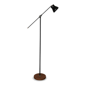 Lampada da Terra 'Peterborough' Piantana con Braccio Regolabile e Paralume a Cono Nero, Illuminazione Diretta Lampada a Stelo in Metallo - lux.pro 
