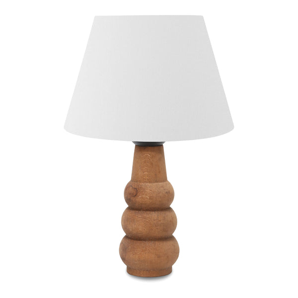 Lampada da Comodino 'Poole' Lampada da Tavolo con Stelo in Legno e Paralume a Cono in Tessuto - Bianco - lux.pro 
