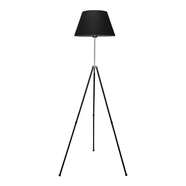 Lampada da Terra 'Livingston' Piantana Tripode Lampada a Treppiedi con Paralume in Tessuto di Forma Circolare - Nero - lux.pro