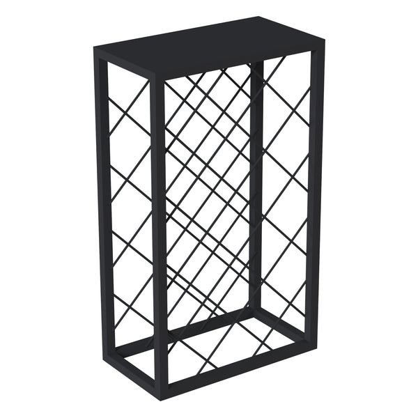 Cantinetta Vino Amasia con Piano di Appoggio e Rete Portabottiglie 74 x 45 x 22 cm Metallo Nero [en.casa] 
