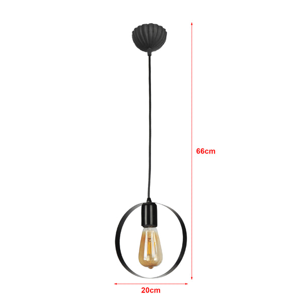 Lampada a Sospensione 'Cirencester' senza Paralume Lampada da Soffitto in Stile Industriale con Portalampada Pendente - Nero - lux.pro
