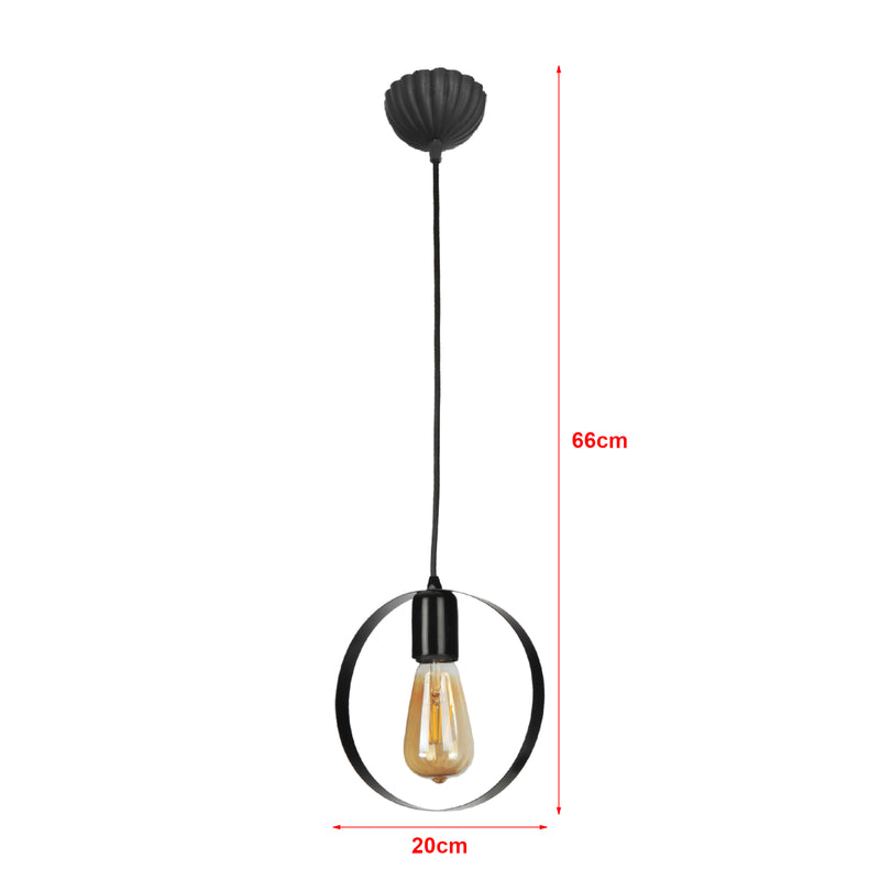 Schizzo in scala Lampada a Sospensione 'Cirencester' senza Paralume Lampada da Soffitto in Stile Industriale con Portalampada Pendente - Nero - lux.pro