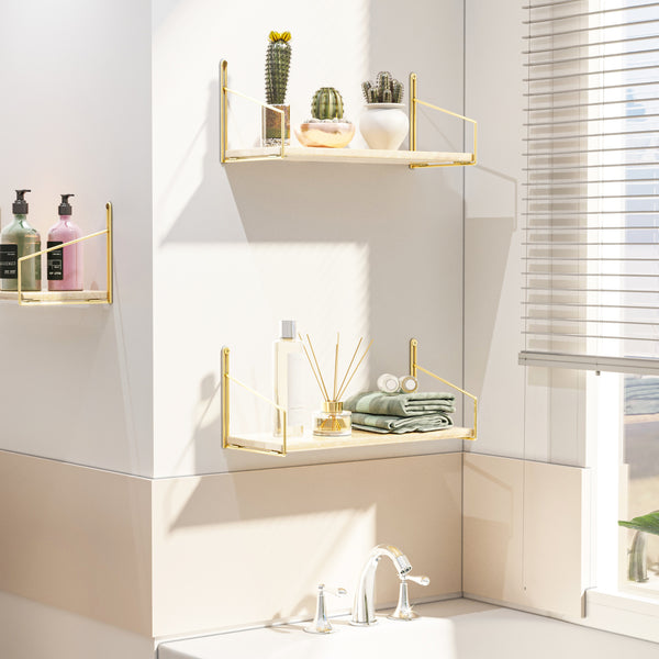 Mensola da parete Muurame 40x14x17 cm color oro [en.casa]