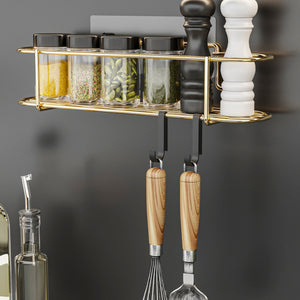 Portaspezie da Parete Naantali Mensola Autoadesiva - Metallo color Oro [en.casa] 