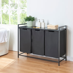 Contenitore per biancheria Saltvik con 3 cesti per biancheria Nero [en.casa]