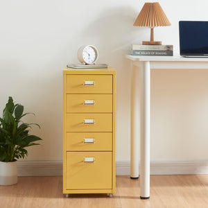 Cassettiera Kökar in Acciaio Mobile Archivio con 5 Cassetti e Rotelle - Vari Colori [en.casa] 