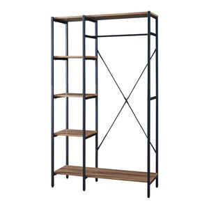 Armadio Aperto Hvidovre per Guardaroba Stand Appendiabiti - Nero / Legno Scuro [en.casa] 