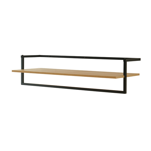 Barra Appendiabiti da Muro Evje con Piano di Appoggio 80 x 30 x 20 cm Effetto Legno / Nero [en.casa] 